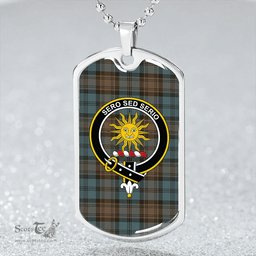 ScottishPlaid Kerr Hunting Weathered Clan Tartan Dog Tag Necklace - Crest Classic Scottish Plaid Tartan Plaid