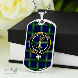 ScottishPlaid Lammie Clan Tartan Dog Tag Necklace - Crest Classic Scottish Plaid Tartan Plaid