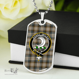 ScottishPlaid Kidd Weathered Clan Tartan Dog Tag Necklace - Crest Classic Scottish Plaid Tartan Plaid