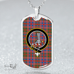 ScottishPlaid MacColl (MacCall) Ancient Clan Tartan Dog Tag Necklace - Crest Classic Scottish Plaid Tartan Plaid