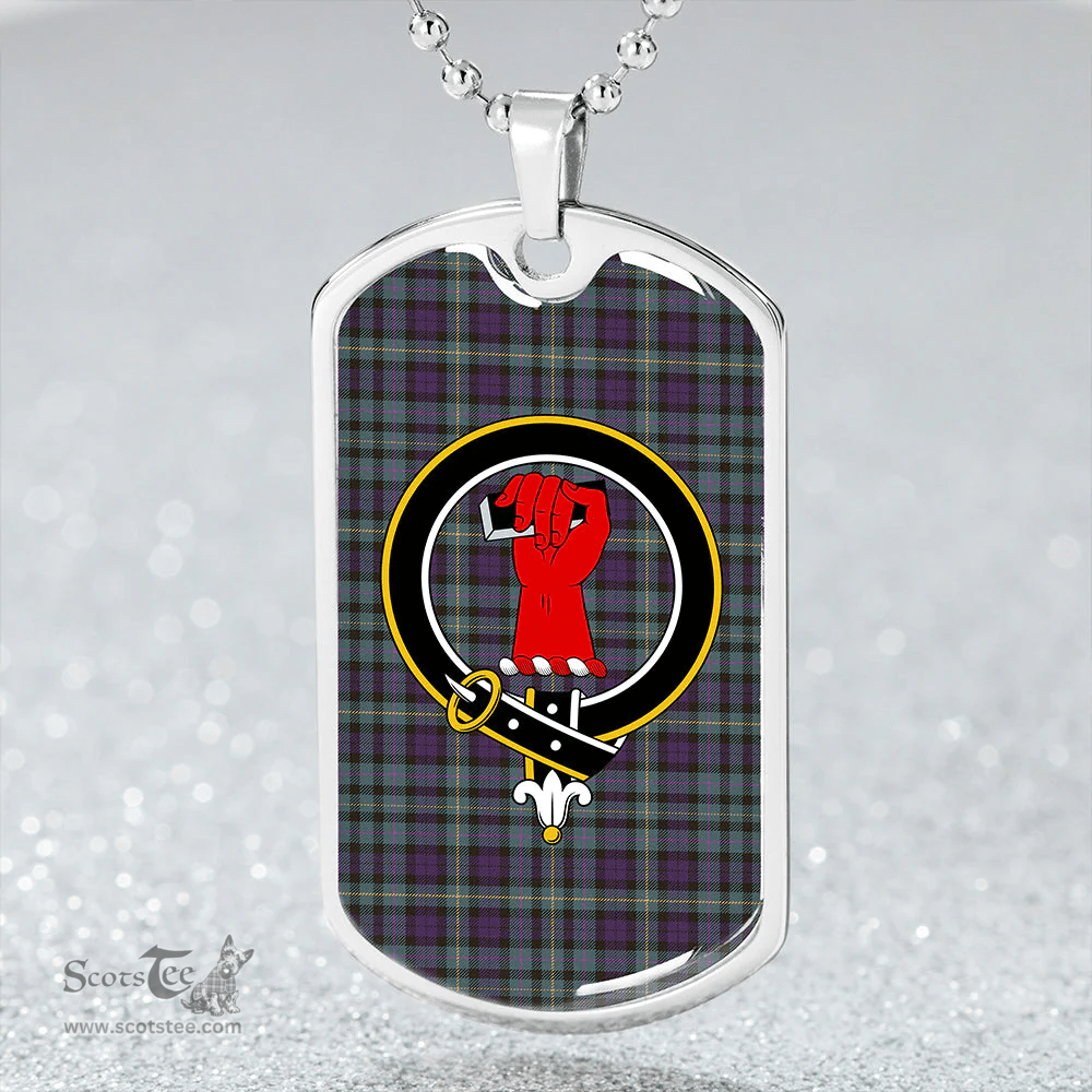 ScottishPlaid MacBride (MacBraid) Weathered Clan Tartan Dog Tag Necklace - Crest Classic Scottish Plaid Tartan Plaid