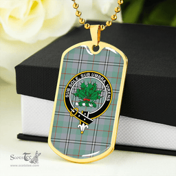 ScottishPlaid Irvine of Glentulchan Ancient Clan Tartan Dog Tag Necklace - Crest Classic Scottish Plaid Tartan Plaid