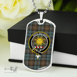 ScottishPlaid Kerr Hunting Weathered Clan Tartan Dog Tag Necklace - Crest Classic Scottish Plaid Tartan Plaid