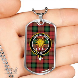ScottishPlaid Kerr Ancient Clan Tartan Dog Tag Necklace - Crest Classic Scottish Plaid Tartan Plaid