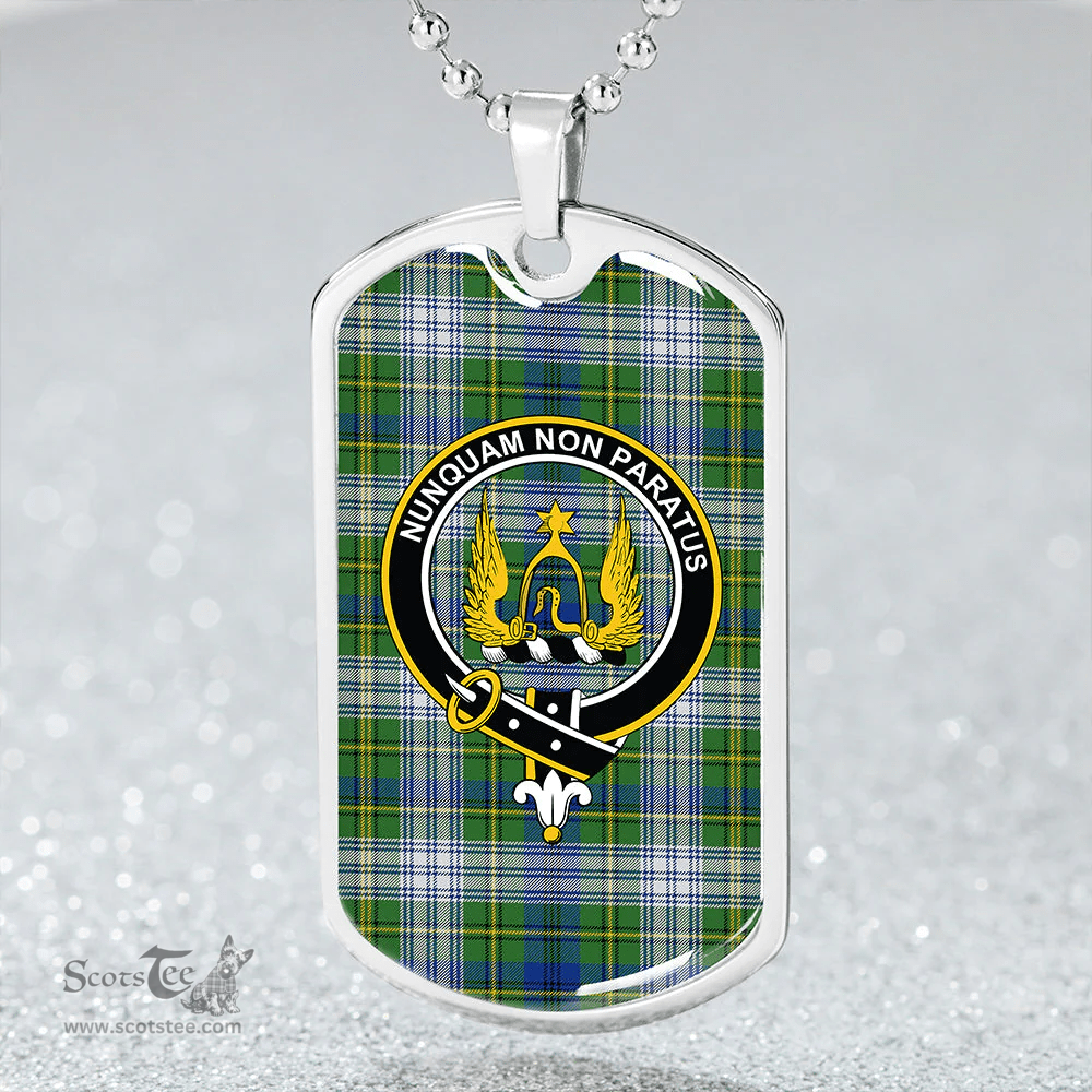 ScottishPlaid Johnstone Dress (Johnson Dress) Modern Clan Tartan Dog Tag Necklace - Crest Classic Scottish Plaid Tartan Plaid