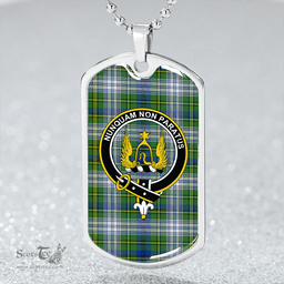 ScottishPlaid Johnstone Dress (Johnson Dress) Modern Clan Tartan Dog Tag Necklace - Crest Classic Scottish Plaid Tartan Plaid