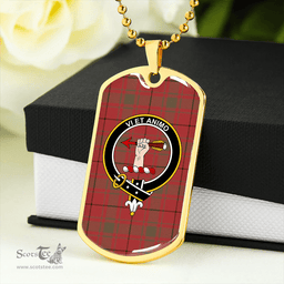 ScottishPlaid MacCulloch #2 (Donald Lord of the Isles #2) Weathered Clan Tartan Dog Tag Necklace - Crest Classic Scottish Plaid Tartan Plaid