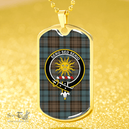 ScottishPlaid Kerr Hunting Weathered Clan Tartan Dog Tag Necklace - Crest Classic Scottish Plaid Tartan Plaid