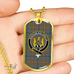 ScottishPlaid Johnstone (Johnson) Weathered Clan Tartan Dog Tag Necklace - Crest Classic Scottish Plaid Tartan Plaid