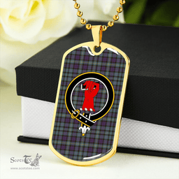 ScottishPlaid MacBride Weathered Clan Tartan Dog Tag Necklace - Crest Classic Scottish Plaid Tartan Plaid