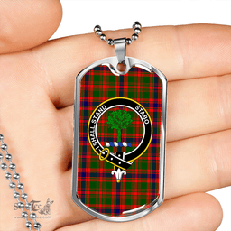 ScottishPlaid Kinninmont Clan Tartan Dog Tag Necklace - Crest Classic Scottish Plaid Tartan Plaid