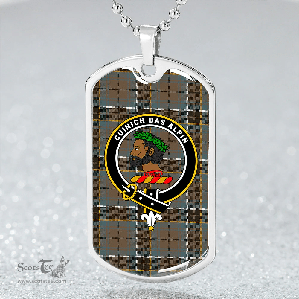 ScottishPlaid MacAlpine Weathered Clan Tartan Dog Tag Necklace - Crest Classic Scottish Plaid Tartan Plaid
