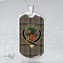 ScottishPlaid MacAlpine Weathered Clan Tartan Dog Tag Necklace - Crest Classic Scottish Plaid Tartan Plaid