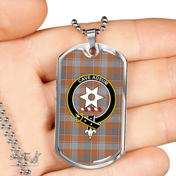 ScottishPlaid Jardine of Castlemilk Ancient Clan Tartan Dog Tag Necklace - Crest Classic Scottish Plaid Tartan Plaid