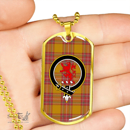 ScottishPlaid MacBrair Weathered Clan Tartan Dog Tag Necklace - Crest Classic Scottish Plaid Tartan Plaid