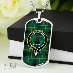 ScottishPlaid MacArthur 1815 Modern Clan Tartan Dog Tag Necklace - Crest Classic Scottish Plaid Tartan Plaid