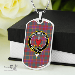 ScottishPlaid Logan #7 Weathered Clan Tartan Dog Tag Necklace - Crest Classic Scottish Plaid Tartan Plaid