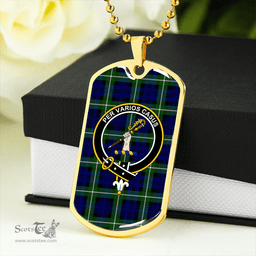 ScottishPlaid Lammie Clan Tartan Dog Tag Necklace - Crest Classic Scottish Plaid Tartan Plaid