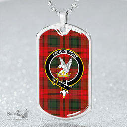 ScottishPlaid Lindsay Black lines Modern Clan Tartan Dog Tag Necklace - Crest Classic Scottish Plaid Tartan Plaid