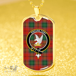 ScottishPlaid Lindsay Black lines Ancient Clan Tartan Dog Tag Necklace - Crest Classic Scottish Plaid Tartan Plaid