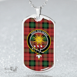 ScottishPlaid Kerr Ancient Clan Tartan Dog Tag Necklace - Crest Classic Scottish Plaid Tartan Plaid