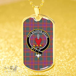 ScottishPlaid Logan #7 Weathered Clan Tartan Dog Tag Necklace - Crest Classic Scottish Plaid Tartan Plaid