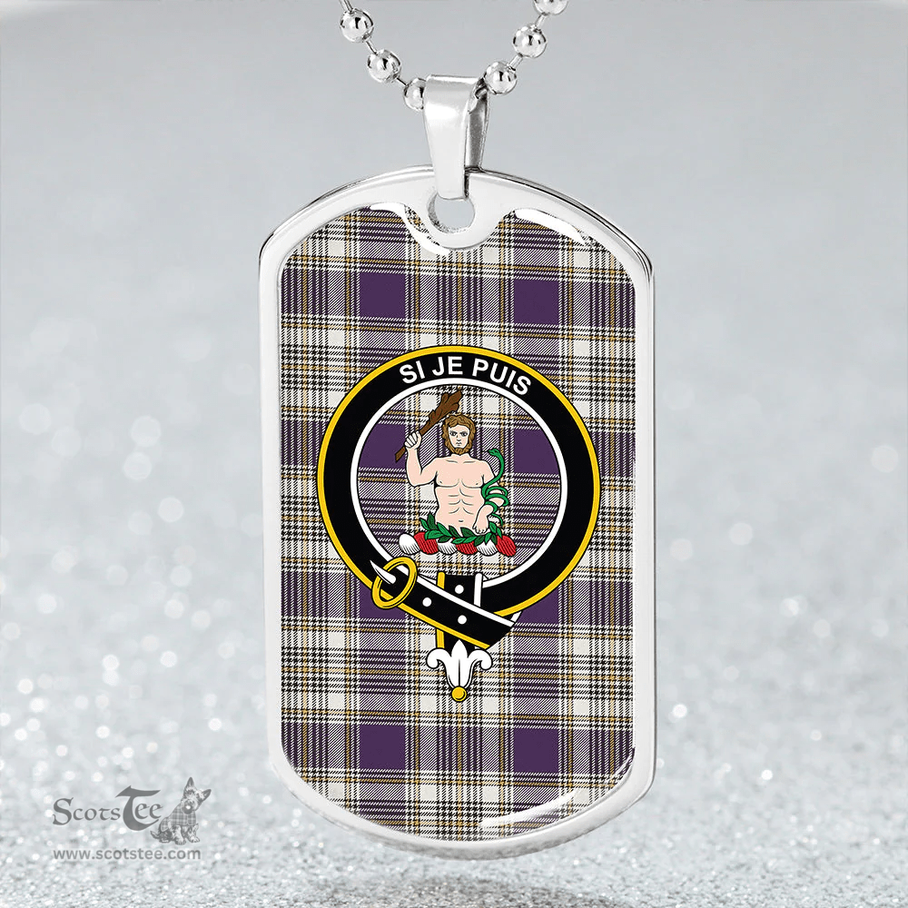 ScottishPlaid Livingstone Dress Weathered Clan Tartan Dog Tag Necklace - Crest Classic Scottish Plaid Tartan Plaid