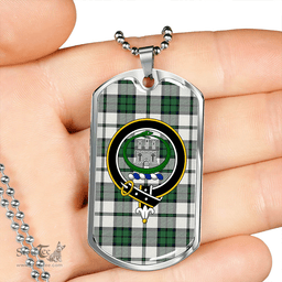 ScottishPlaid Innes Green Dress Weathered Clan Tartan Dog Tag Necklace - Crest Classic Scottish Plaid Tartan Plaid