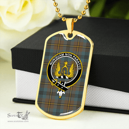ScottishPlaid Johnstone Clans Originaux (Johnson Clans Originaux) Weathered Clan Tartan Dog Tag Necklace - Crest Classic Scottish Plaid Tartan Plaid