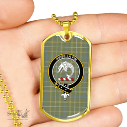 ScottishPlaid Kennedy Irish Weathered Clan Tartan Dog Tag Necklace - Crest Classic Scottish Plaid Tartan Plaid