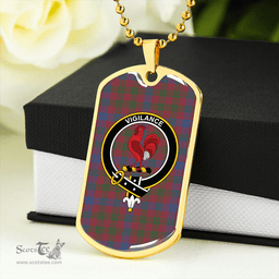 ScottishPlaid Laing Artefact (Lang Artefact) Ancient Clan Tartan Dog Tag Necklace - Crest Classic Scottish Plaid Tartan Plaid