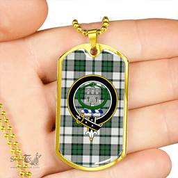 ScottishPlaid Innes Green Dress Weathered Clan Tartan Dog Tag Necklace - Crest Classic Scottish Plaid Tartan Plaid