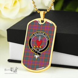 ScottishPlaid Logan #7 Weathered Clan Tartan Dog Tag Necklace - Crest Classic Scottish Plaid Tartan Plaid