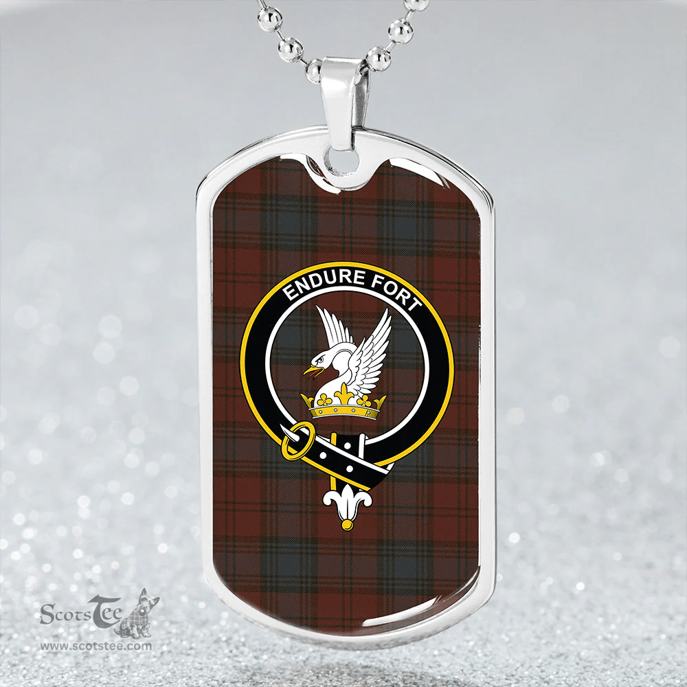 ScottishPlaid Lindsay #2 Weathered Clan Tartan Dog Tag Necklace - Crest Classic Scottish Plaid Tartan Plaid