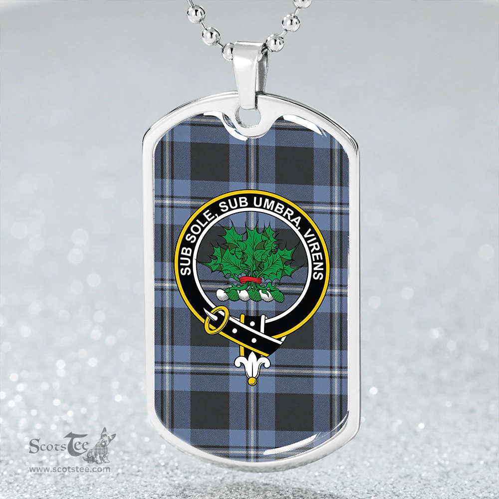 ScottishPlaid Irvine Weathered Clan Tartan Dog Tag Necklace - Crest Classic Scottish Plaid Tartan Plaid