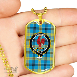 ScottishPlaid Laing (Lang) Modern Clan Tartan Dog Tag Necklace - Crest Classic Scottish Plaid Tartan Plaid