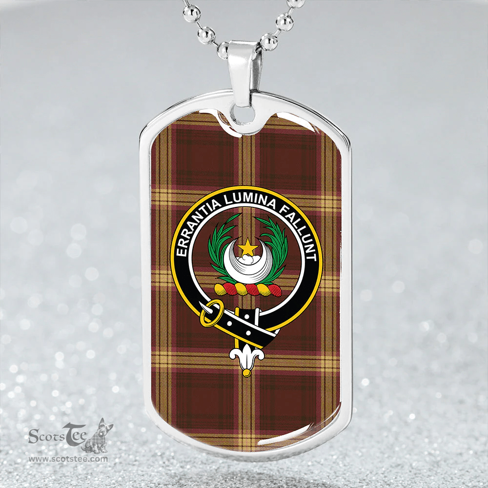 ScottishPlaid Kinnaird #2 Weathered Clan Tartan Dog Tag Necklace - Crest Classic Scottish Plaid Tartan Plaid