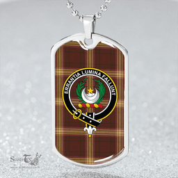ScottishPlaid Kinnaird #2 Weathered Clan Tartan Dog Tag Necklace - Crest Classic Scottish Plaid Tartan Plaid