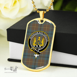 ScottishPlaid Johnstone (Johnson) Weathered Clan Tartan Dog Tag Necklace - Crest Classic Scottish Plaid Tartan Plaid