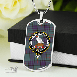ScottishPlaid Lauder Weathered Clan Tartan Dog Tag Necklace - Crest Classic Scottish Plaid Tartan Plaid