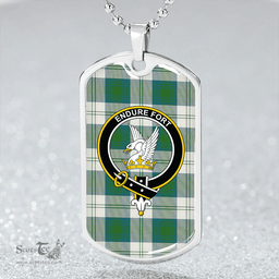 ScottishPlaid Lindsay Dress Dance Green Modern Clan Tartan Dog Tag Necklace - Crest Classic Scottish Plaid Tartan Plaid