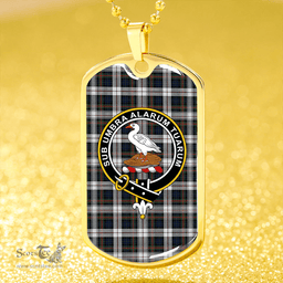 ScottishPlaid Lauder Dress Modern Clan Tartan Dog Tag Necklace - Crest Classic Scottish Plaid Tartan Plaid