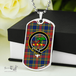 ScottishPlaid MacBeth Modern Clan Tartan Dog Tag Necklace - Crest Classic Scottish Plaid Tartan Plaid