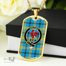 ScottishPlaid Laing (Lang) Modern Clan Tartan Dog Tag Necklace - Crest Classic Scottish Plaid Tartan Plaid