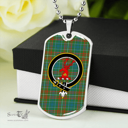 ScottishPlaid MacConnell Ancient Clan Tartan Dog Tag Necklace - Crest Classic Scottish Plaid Tartan Plaid