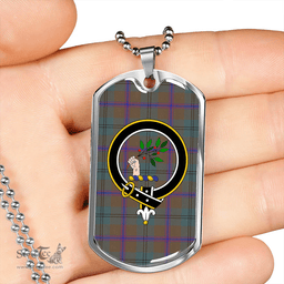 ScottishPlaid Laurie Weathered Clan Tartan Dog Tag Necklace - Crest Classic Scottish Plaid Tartan Plaid