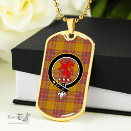 ScottishPlaid MacBrair Weathered Clan Tartan Dog Tag Necklace - Crest Classic Scottish Plaid Tartan Plaid