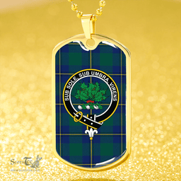 ScottishPlaid Irvine of Bonshaw Modern Clan Tartan Dog Tag Necklace - Crest Classic Scottish Plaid Tartan Plaid