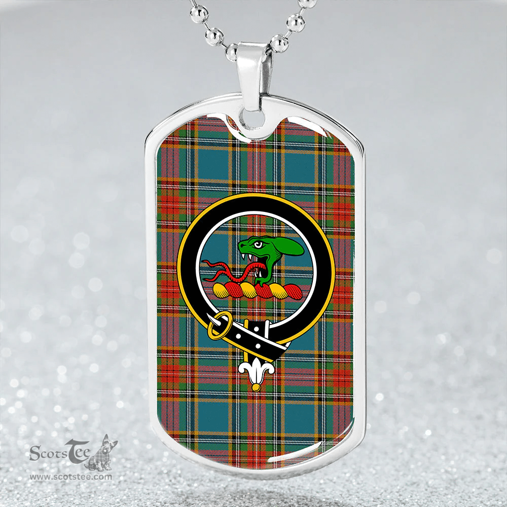 ScottishPlaid MacBeth Ancient Clan Tartan Dog Tag Necklace - Crest Classic Scottish Plaid Tartan Plaid