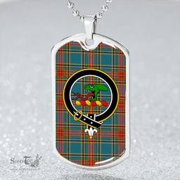 ScottishPlaid MacBeth Ancient Clan Tartan Dog Tag Necklace - Crest Classic Scottish Plaid Tartan Plaid